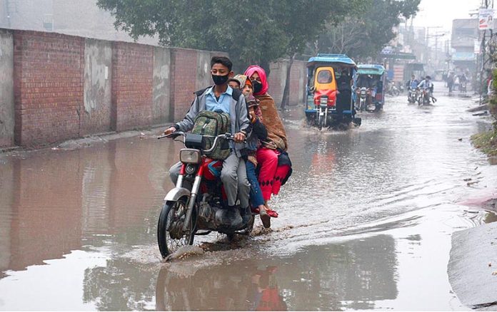 Rain water accumulated at Hajiabad after heavy rain