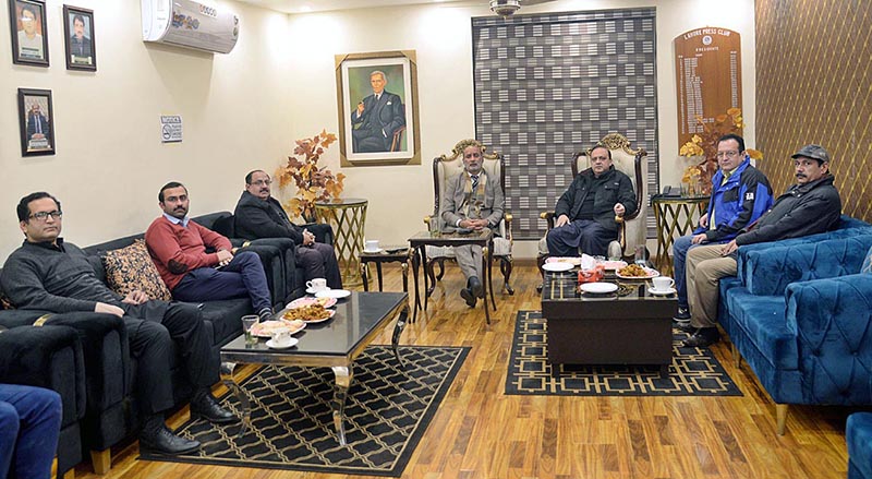 DG PID Lahore Shafqat Abbas is meeting newly elected President Lahore Press Club Azam Chaudhry along with Shadab Riaz Khan, Hafiz Faiz, Mohammad Kaleem, Arsalan Ahmed at Lahore Press Club. Laeeq Ahmed was also participated