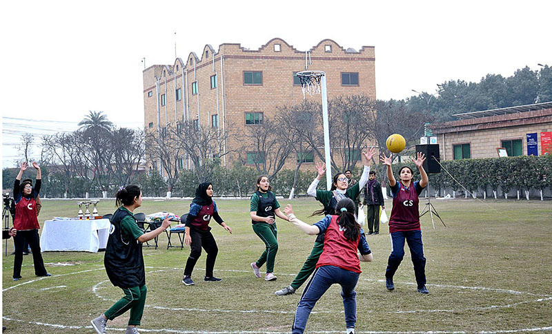 Sports women march-past parade during inauguration ceremony of All Pakistan 10th HEC Intervarsity Netball Women Championship 2023 at The University of Faisalabad