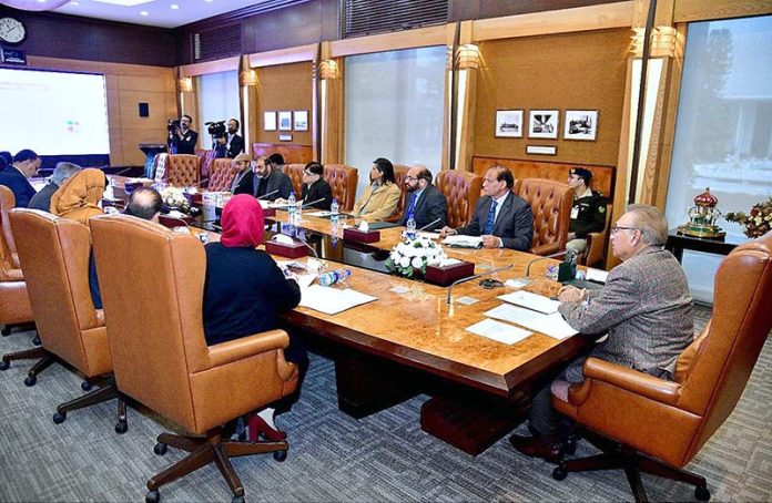 President Dr. Arif Alvi chairing a follow-up meeting on mental health at Aiwan-e-Sadr