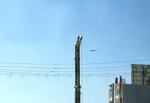 A view of ongoing development work for the red line bus service named as (Peoples Bus Service) at University road in the Provincial Capital