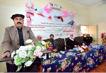 Federal Minister for Overseas Pakistan and Human Resource Development Mr. Sajid Hussain Turi addresses during the Toolkit & Certificates Awarding ceremony Among Women Graduates of kurram District in Employable Skill a joint initiative by PGFRC, STVSP, KP-TEVTA and Ministry of Overseas Pakistani & Human Resource Development at GTVC (W) Hayatabad