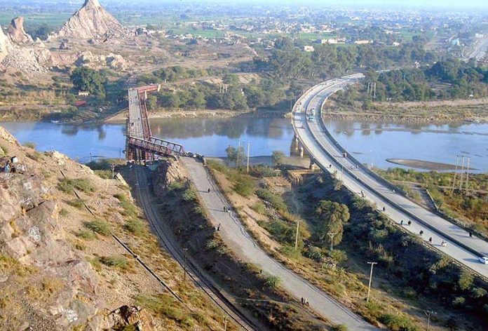 A beautiful view of road bridge and railway bridge