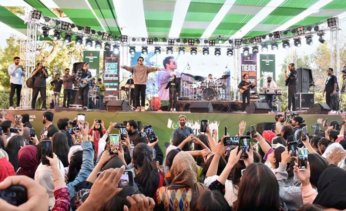Famous Singer Asim Azhar performing in musical concert during Pakistan Youth Festival 2023