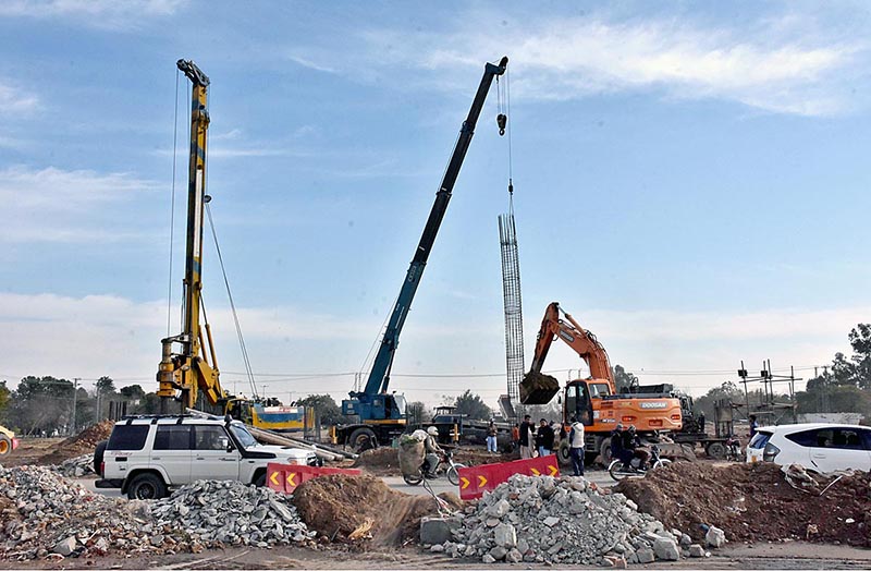 Construction work is in progress at Margalla Road E-11