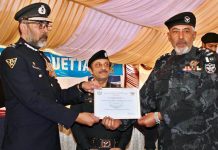 Custom Chief Collector Abdul Qadir Memon distributing appreciation certificates among custom personnel over best performance on the occasion of International Custom Day.