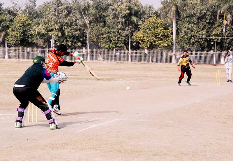 Cricket players in full action during Sir Sadiq Vs Falcon one day cricket match at stadium Bahawalpur