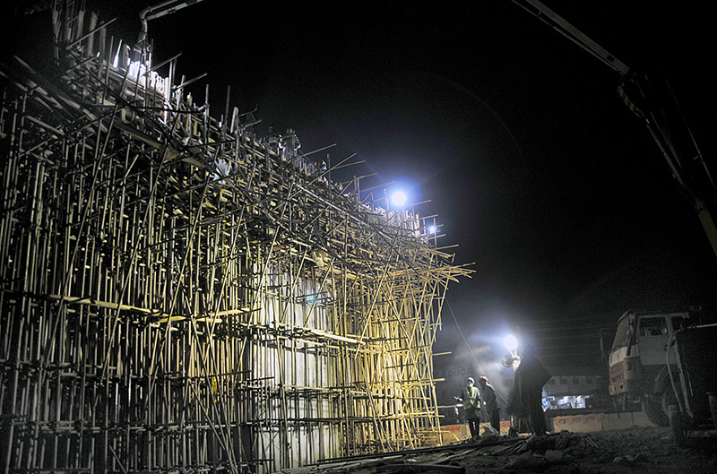 A view of construction work of Bhara Kahu Bypass at the Federal Capital