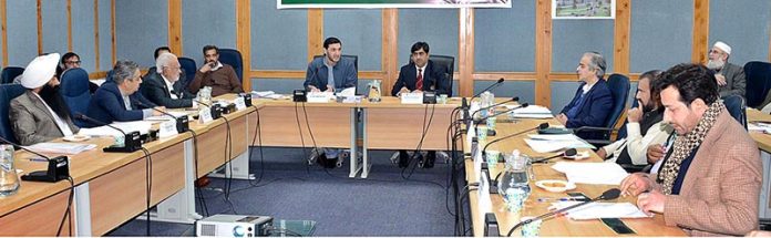 Senator Hilal Ur Rehman, Chairman Senate Standing Committee on States and Frontier Regions presiding over a meeting of the committee at Parliament Lodges