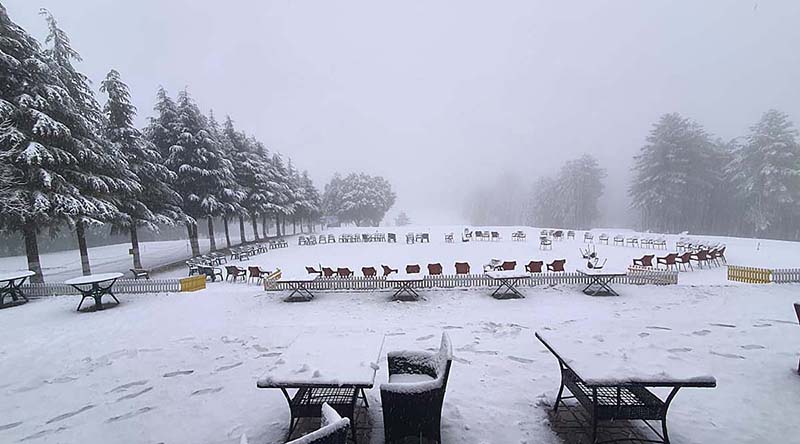 A view of snow, covered the hilly town station after two days snowfall followed the area