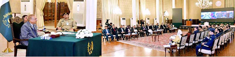 President Dr. Arif Alvi chairing a meeting on the facilitation of persons with disabilities, at Aiwan-e-Sadr.