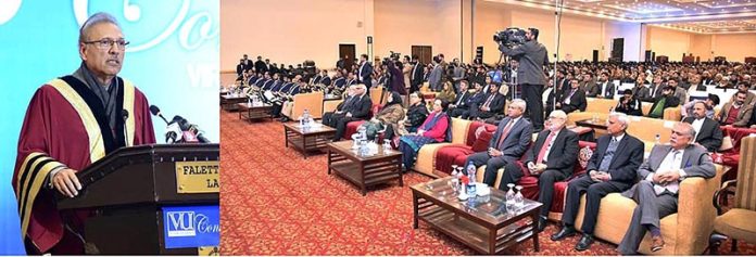 President Dr Arif Alvi addressing the Convocation Ceremony of the Virtual University of Pakistan