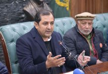 Chief Minister Gilgit-Baltistan Khalid Khurshid Khan addressing press conference at CM Secretariat