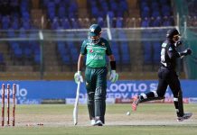 Pakistani batsman going to pavilion after fell down his wicket by New Zealand during the third and final one-day international (ODI) cricket match between Pakistan and New Zealand at the National Stadium