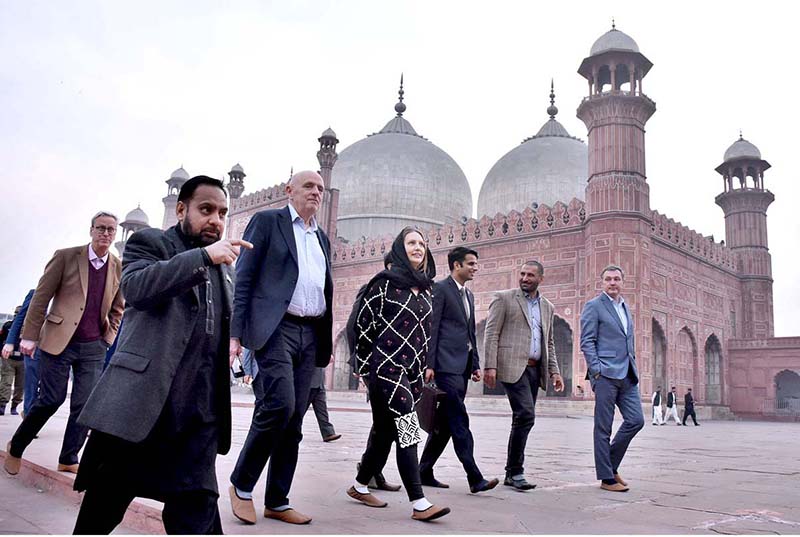 A delegation of the Belgium-Pakistan Parliamentary Friendship Group led by Ms. Allessia Claes, N-VA, Senator/Chairperson of the Belgium-Pakistan Parliamentary Friendship Group in the Belgium Parliament visiting museum during their visit at the Historical place Badshahi Mosque in the Provincial capital city