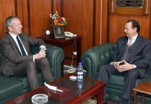 Secretary Senate, Muhammad Qasim Samad Khan exchanging views with Tomas Smetanka, Ambassador of Czech Republic at Parliament House