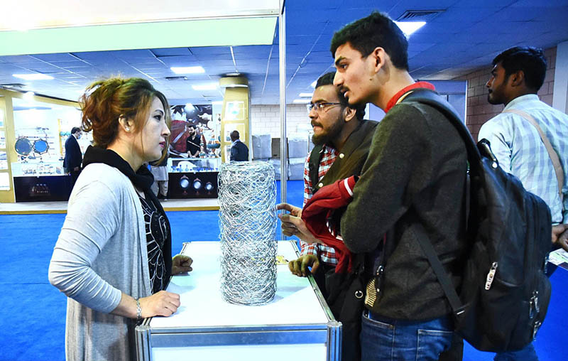Citizens visiting stalls of various Iran made products on second day of three days long Pak-Iran Expo underway at the Expo Center