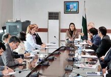 Ms. Shazia Marri, Federal Minister, and Chairperson BISP, chairs a meeting with a World Bank delegation