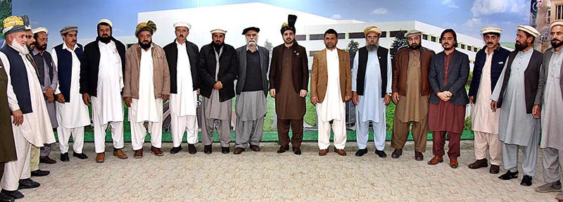 Acting Chairman Senate, Senator Mirza Muhammad Afridi exchanging views with a tribal delegation led by Ex-Senator Aurangzeb Khan at Parliament House