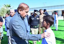 Prime Minister Muhammad Shehbaz Sharif interacting with the students after inaugurating the new building of Govt Boys Secondary School, Ghulam Rasool, Jia Khan.