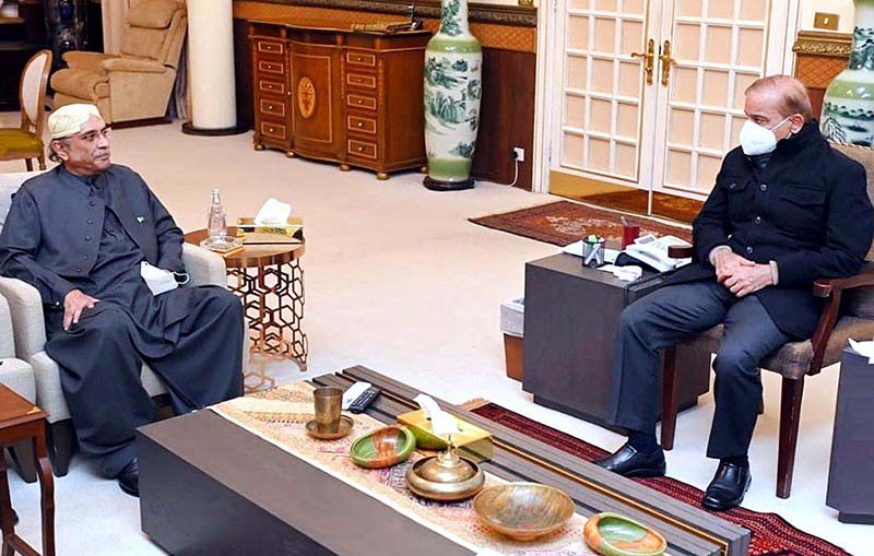 Former President Asif Ali Zardari calls on Prime Minister Muhammad Shehbaz Sharif