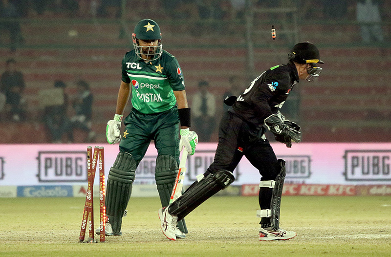 Pakistani captain Babar Azam getting bold during the first One Day International (ODI) cricket match between Pakistan and New Zealand at the National Stadium