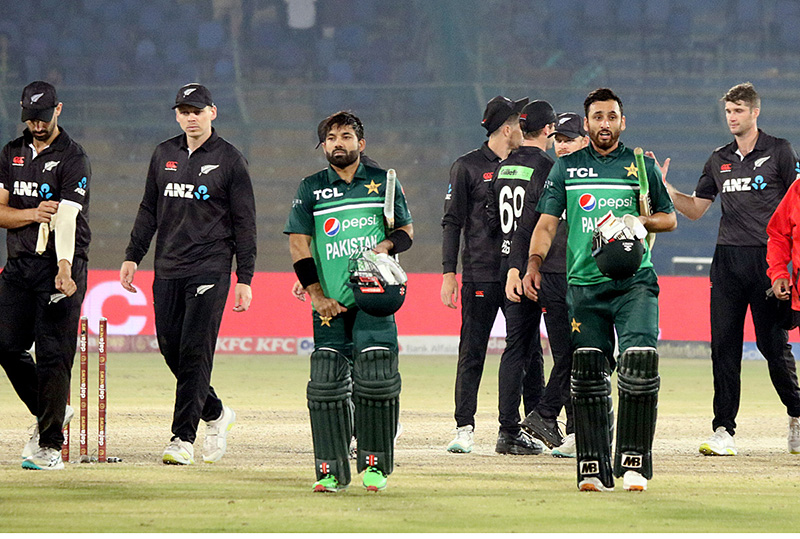 Pakistani captain Babar Azam getting bold during the first One Day International (ODI) cricket match between Pakistan and New Zealand at the National Stadium