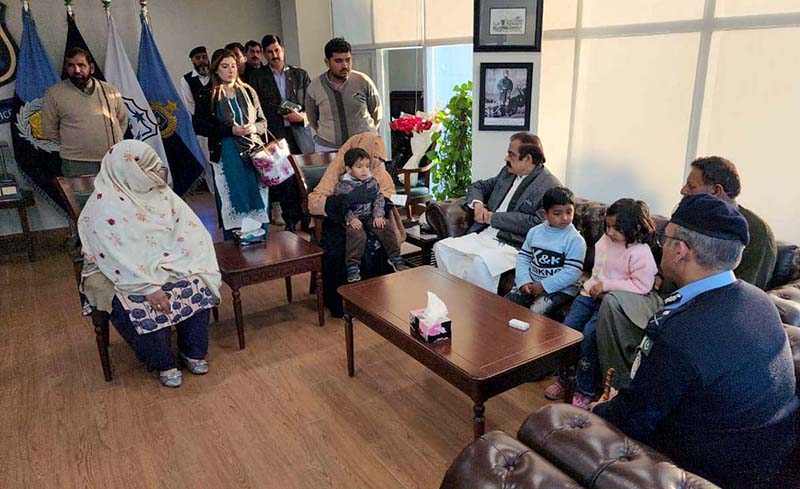 Federal Minister for Interior Rana Sana Ullah meeting the family of Shaheed Adeel Shah of Islamabad Police to handover a cheque of 16 million. The constable was martyred while intercepting a terrorist at Sector I 10