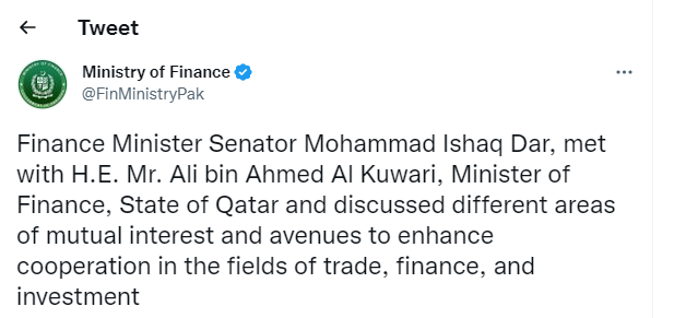 Pakistan, Qatar discuss avenues to enhance cooperation