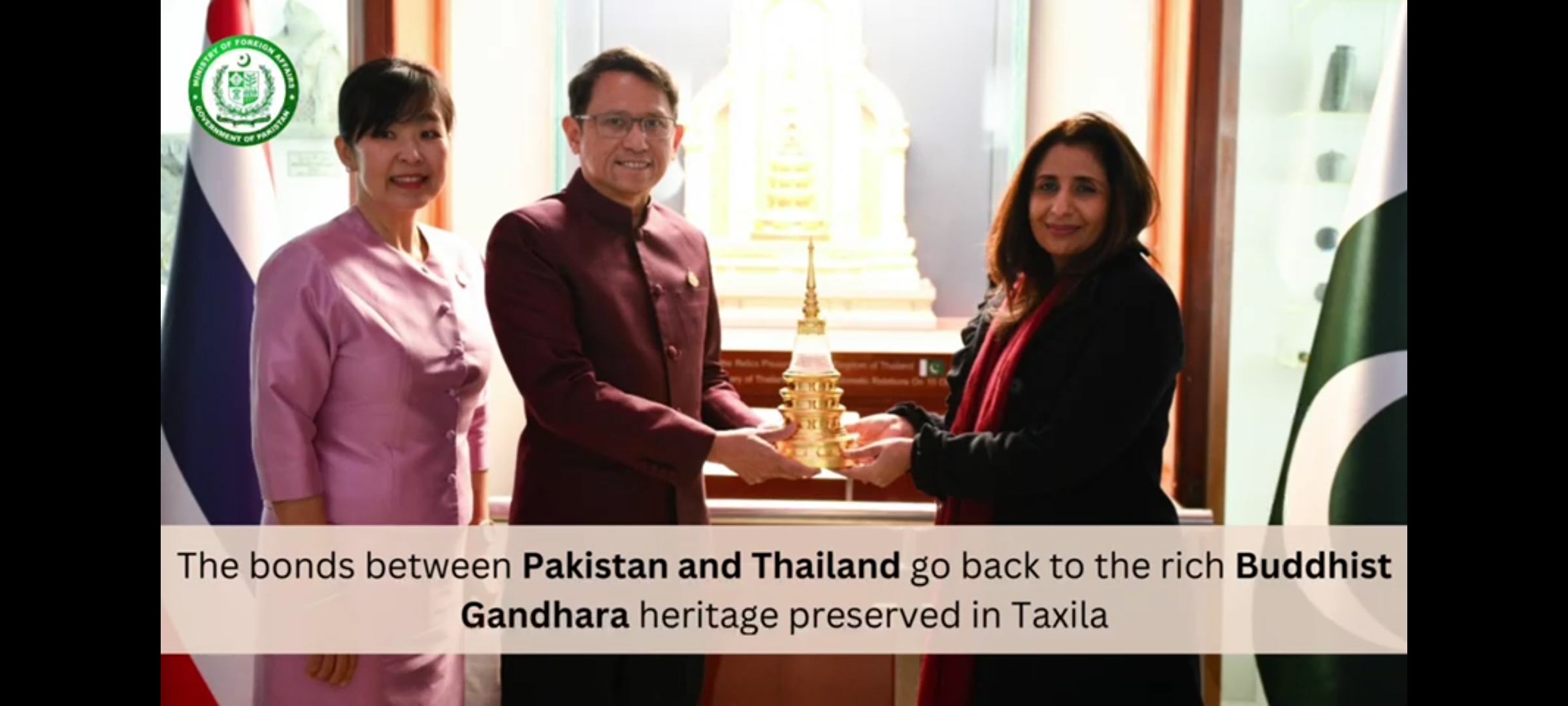 Thailand gifts Taxila museum container for Buddha's bone relics
