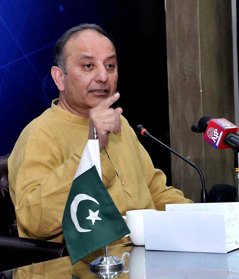 Minister of State for Petroleum Dr. Musadik Malik addresses an important press conference at PID Media center