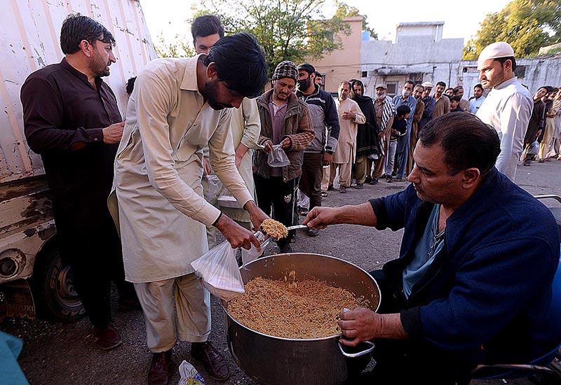 Free food distributed among the needy people during the holy month of Ramadan at Aabpara