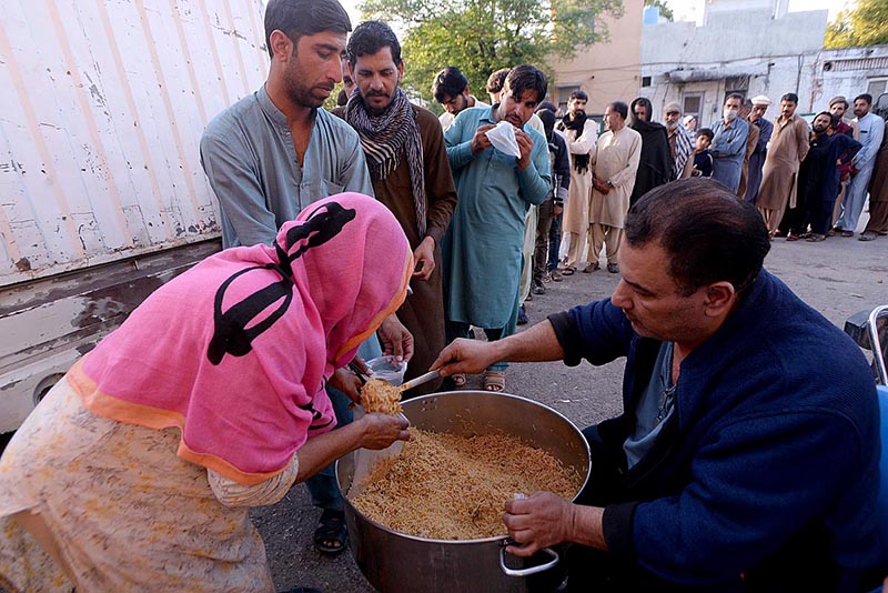 Free food distributed among the needy people during the holy month of Ramadan at Aabpara