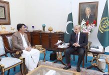 Federal Minister for Privatisation Abid Hussain Bhayo calls on Prime Minister Muhammad Shehbaz Sharif