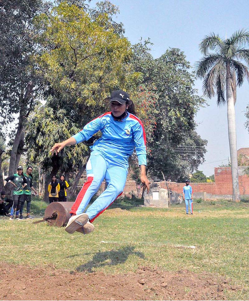 Students are participating in different games during Inter-Collegiate Athletics Competition organized by Sargodha Board