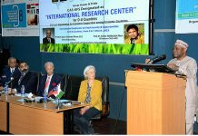 Ambassador Isiaka Abdulqadir Imam the D-8 Secretary General is addressing “International Conference on “Food Security Challenges and Opportunities in D-8 Countries at University of Agriculture Faisalabad (UAF)