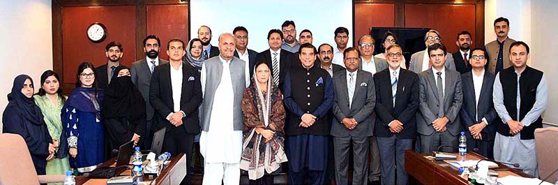 Speaker National Assembly Raja Pervez Ashraf in a group photo with the participants of “Policy Dialogue on Climate Smart Agriculture & Food Security: Challenges and way Forward” organized by Pakistan Institute for Parliamentary Services (PIPS)