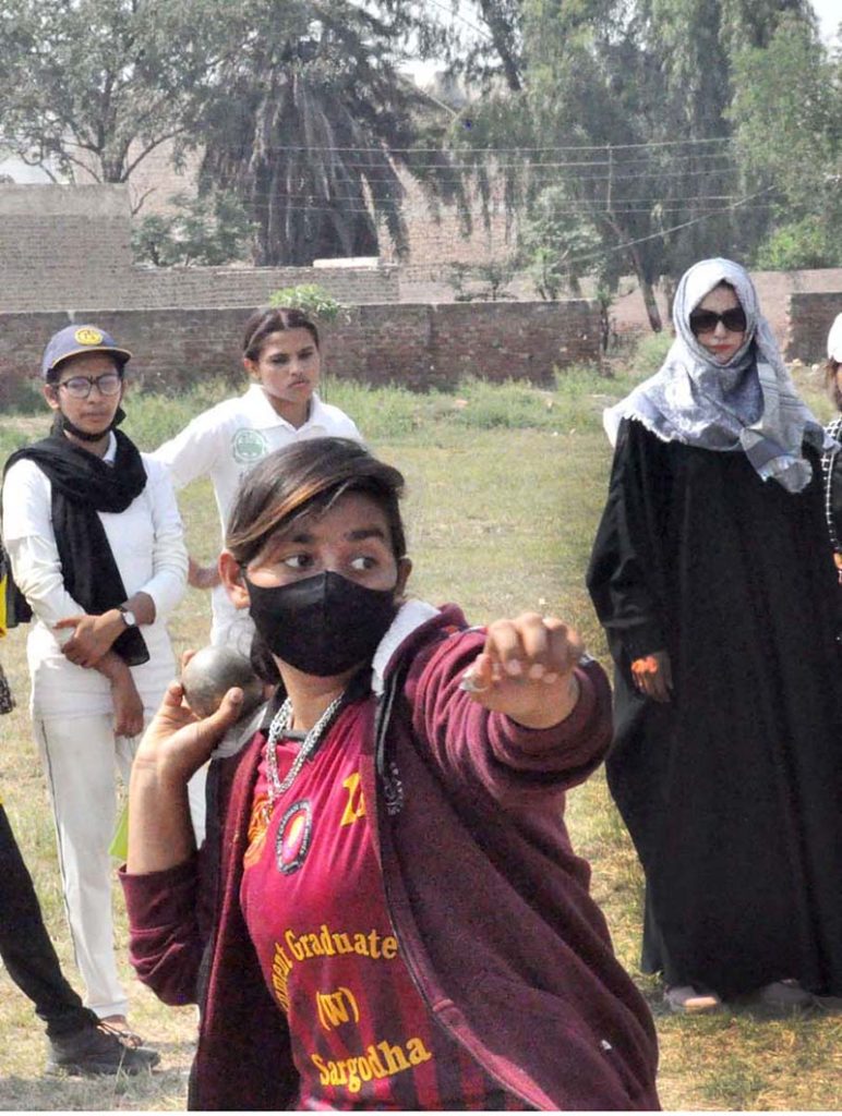 Students are participating in different games during Inter-Collegiate Athletics Competition organized by Sargodha Board