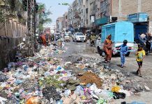 A view heap of garbage at goods naka road need the attention of concerned authorities