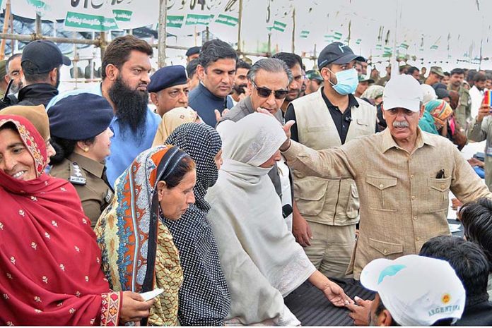 Prime Minister Muhammad Shehbaz Sharif visits free flour distribution center at Sports Ground as part of Prime Minister’s Ramazan Relief Package for deserving families