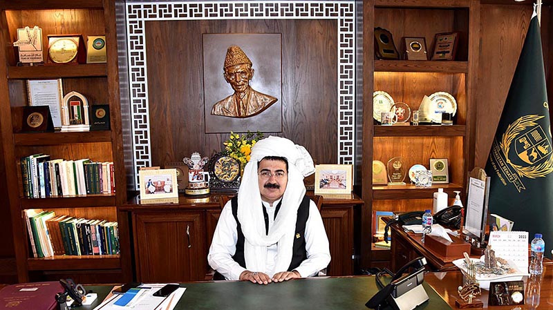 Chairman Senate, Muhammad Sadiq Sanjrani wearing traditional Balochi Turban to celebrate Baloch Culture Day at Parliament House