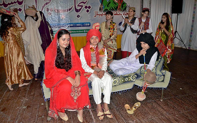 Students performing on the stage during Punjab Culture festival at Arts Council