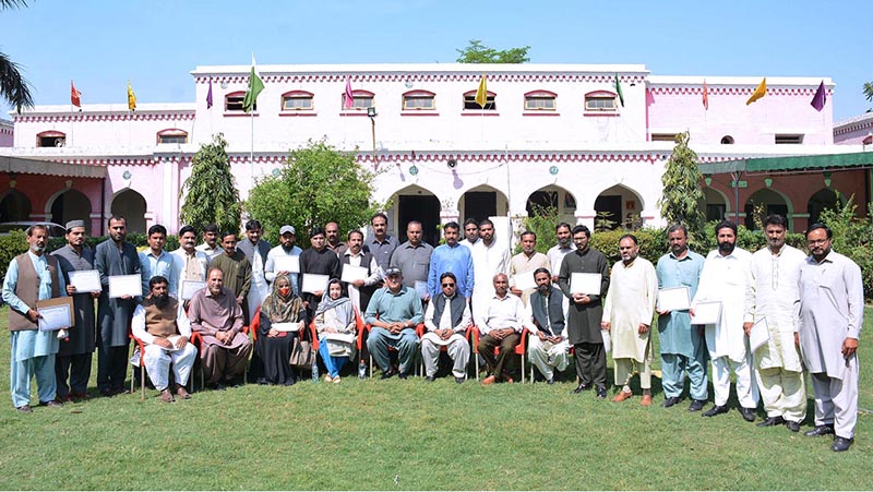 Group photo of participants of a training workshop with Saeed Ahmad Sheikh, Director General (DG) Information Service Academy after completing 2-day training workshop arranged under the aegis of Ministry of Information for the employees of Associated Press of Pakistan (APP), Radio Pakistan, PTV and Press Information Department (PID) at MC High School Kotwali Road