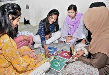 Students busy in playing Luddo during Annual Sports Week at Chandka Medical College