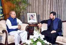 Governor of Khyber Pakhtunkhwa Haji Ghulam Ali called on President Dr. Arif Alvi at Aiwan-e-Sadr