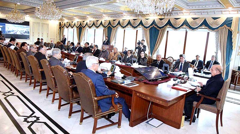 Prime Minister Muhammad Shehbaz Sharif chairs a meeting of Federal Cabinet