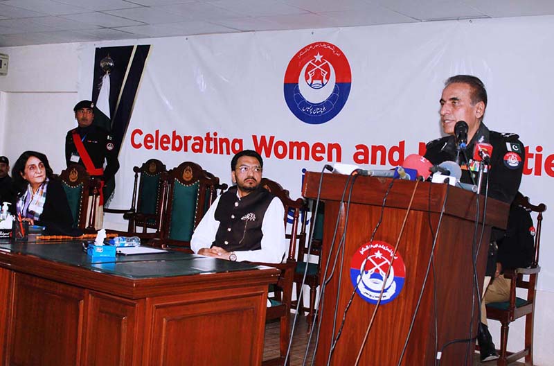 Balochistan Abdul Khaliq Sheikh addressing during the ceremony held to hand over appointment letter to the newly appointed women police personnel at IG office