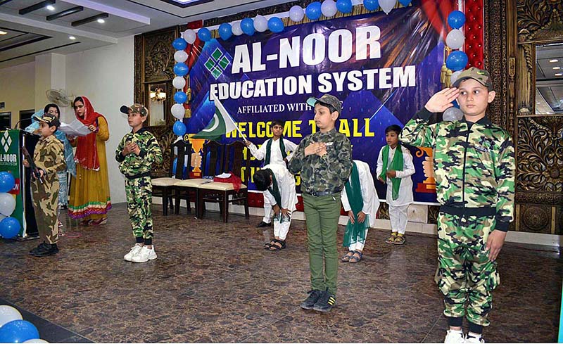 Students are performing tableau at the annual prize distribution ceremony in a local school