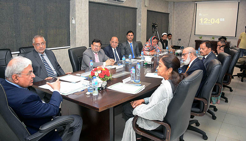 The Federal Ombudsman of Pakistan Ejaz Ahmed Qureshi presiding over a meeting at regional office Karachi to review performance of the regional office in the provincial capital city