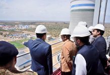 Prime Minister Muhammad Shehbaz Sharif visiting Shanghai Electric Power Plant site. Prime Minister was briefed about the boilers, cooling towers and supply chain of coal form the Thar Block 1 mine in Thar